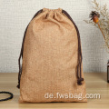 Custom 9 x 14 Zoll personalisierte dauerhafte Jute Fabric -Draw -String -Hessia -Geschenktüten mit Kundenlogo -Druck